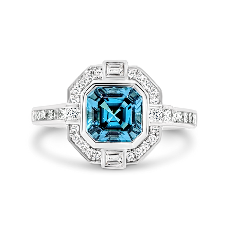 'Gatsby' Teal Tourmaline & Diamond Ring