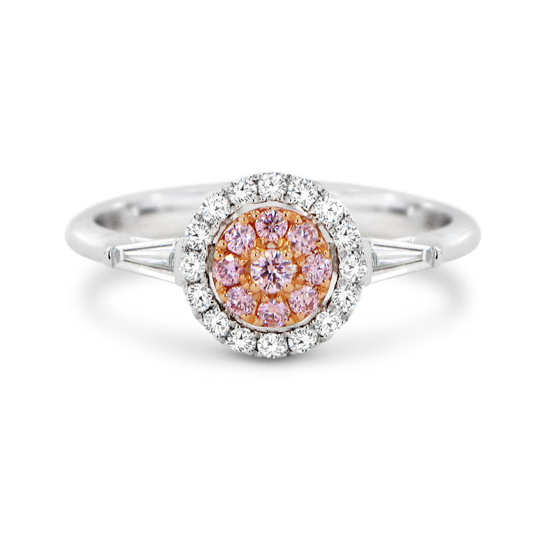 Diamond Halo Ring with Pink Diamonds