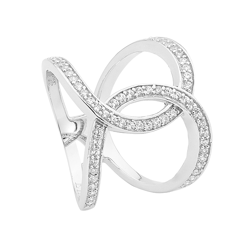 Sterling silver Cubic Zirconia linked circle ring