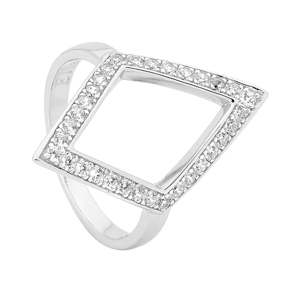 Sterling silver Cubic Zirconia open shape ring