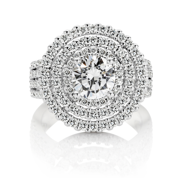 'Trinity' Triple Halo Statement Diamond Ring