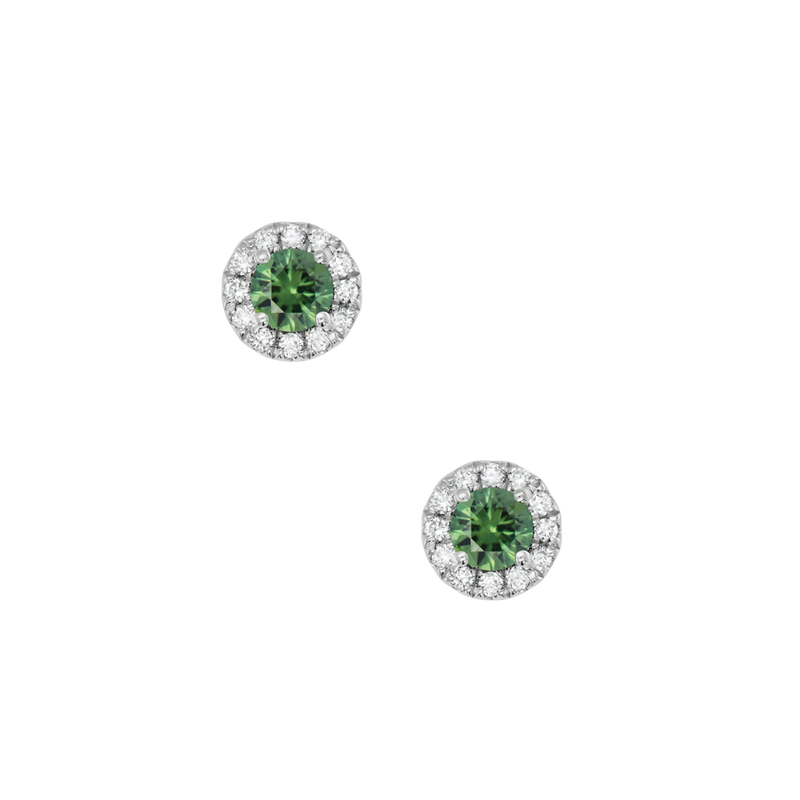Clarissa Round Australian Green Sapphire & Diamond Earrings