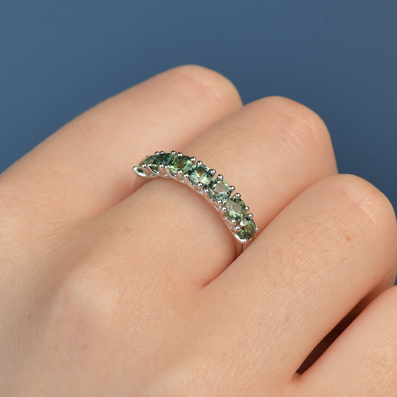 'Joan' Australian Teal Sapphire & Diamond Ring