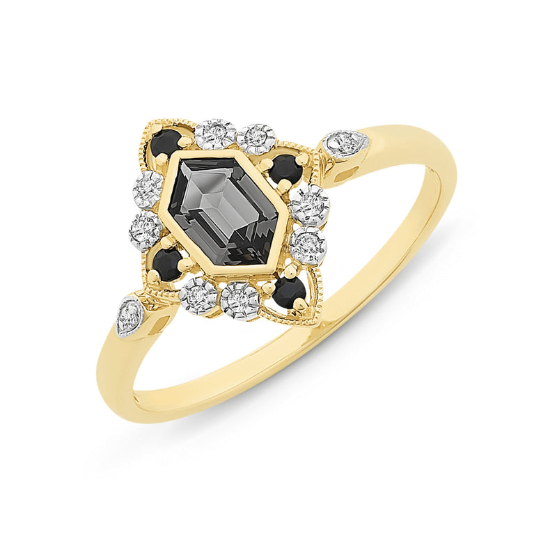 Natural Sapphire, Diamond & Created Nano Gem Ring
