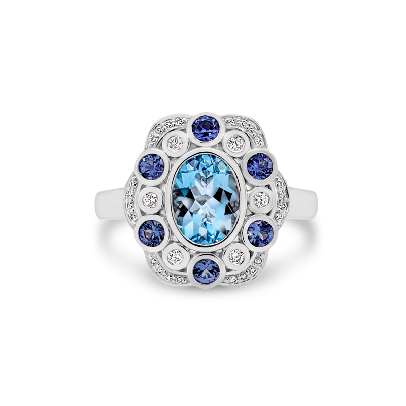Aquamarine & Ceylon Sapphire Ring